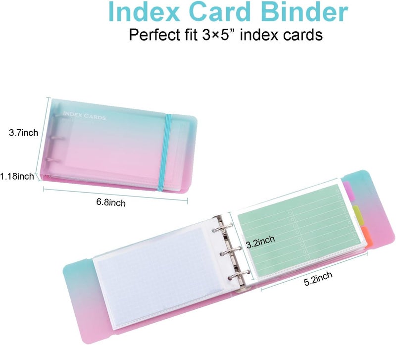 MANWU 3×5” index card Binder organizer with Plastic pocket Sleeves, small organized folder for recipes Flashcards,portable notecards case holder (2pcs colorful) - Image 5